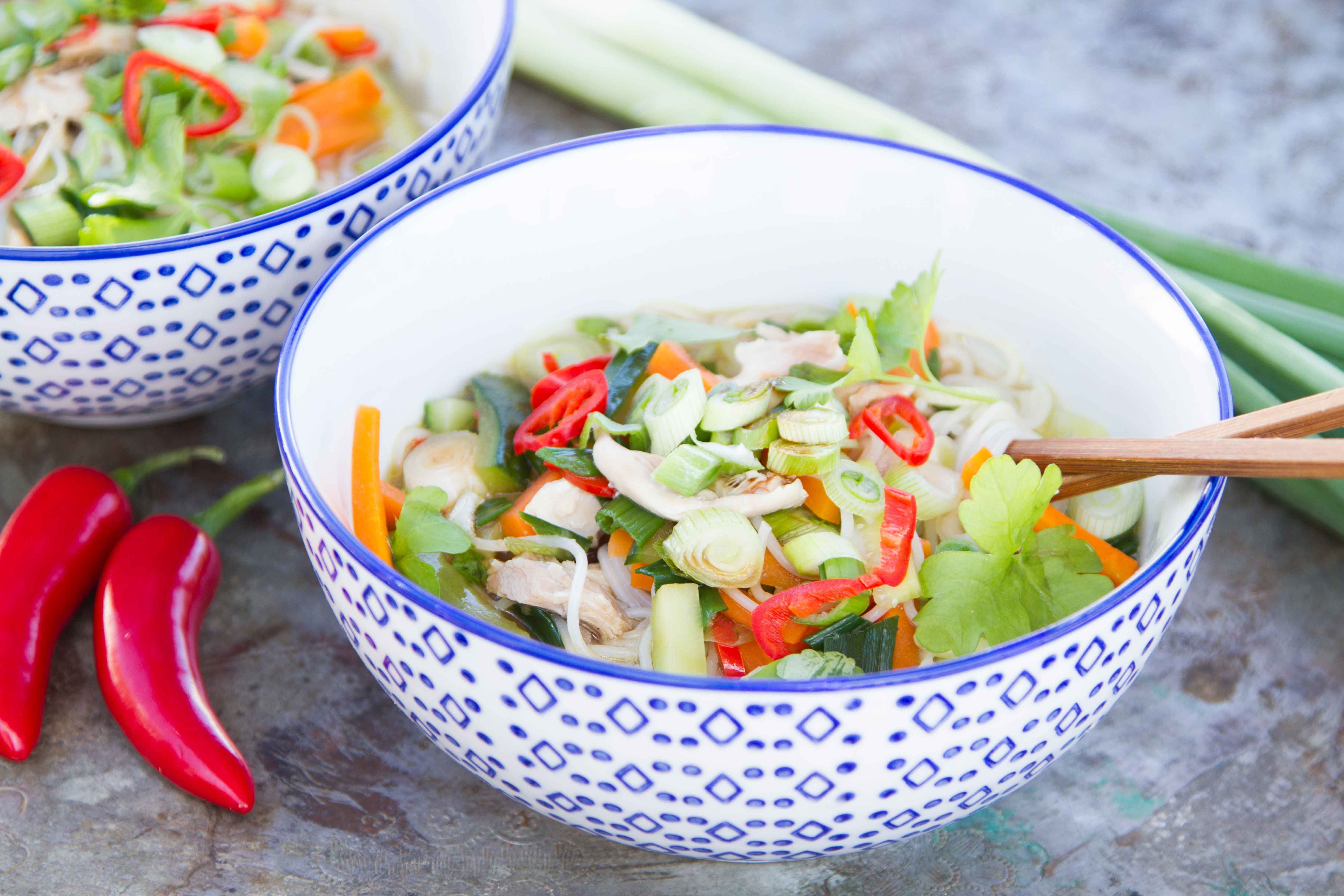 Healthy Vietnamese rice noodle soup