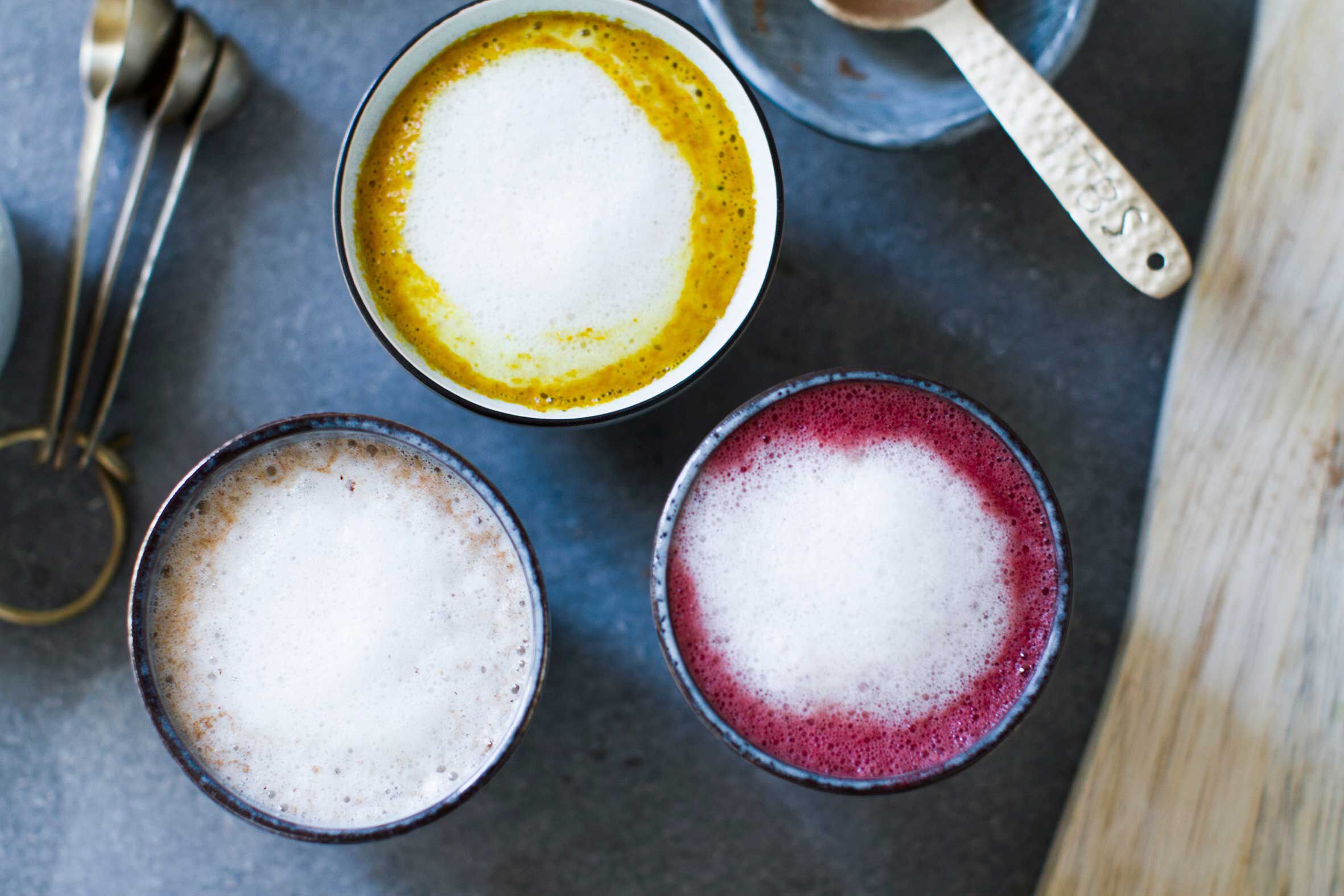 Warm up with a Golden Milk, beetroot & cocoa or chai latte